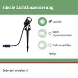 Schwarze LED-Außenleuchte mit Erdspieß und Kabel für Gartenbeleuchtung und Lichtinszenierung