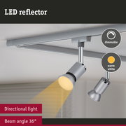 Dimmable grey metal LED reflector with warm white light and 36° beam angle for directional lighting