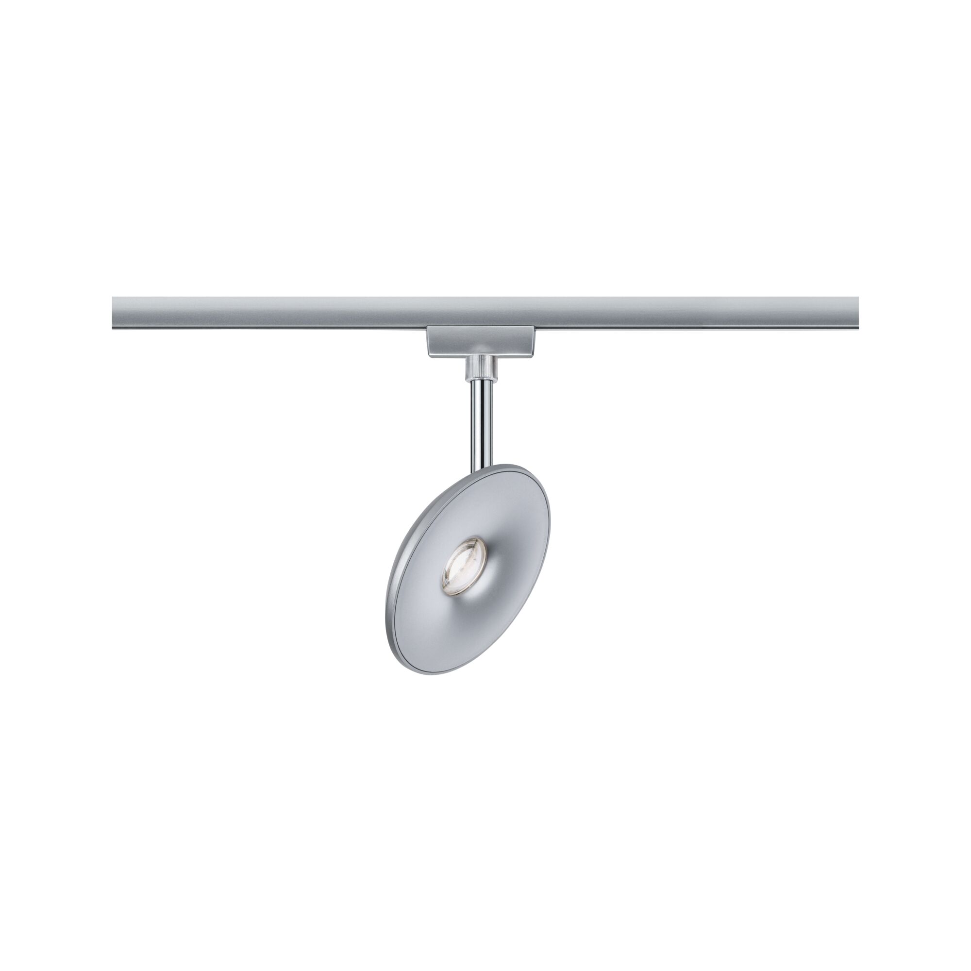 Modern silver metal LED spotlight on track system for flexible room lighting