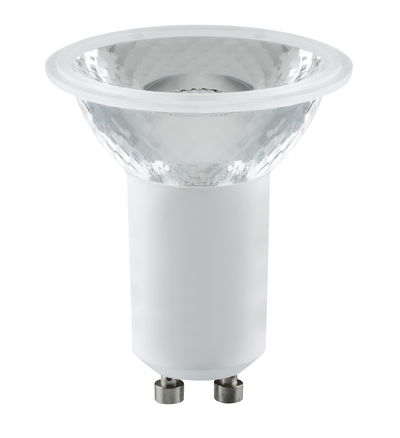 Lampe LED réflecteur blanche avec base GU10 en plastique et verre pour éclairage économique