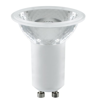 Witte LED-reflector lamp met GU10-fitting van kunststof en glas voor energiezuinige verlichting