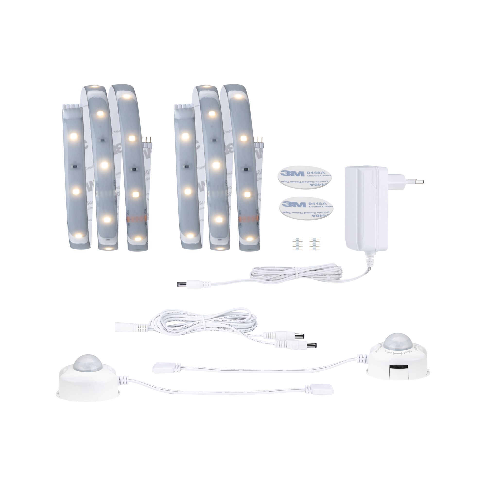 LED-lichtstrip met witte adapter en bewegingssensor, flexibele verlichting met accessoires