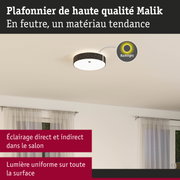 Plafonnier Malik en feutre gris avec rétroéclairage LED pour éclairage indirect du salon