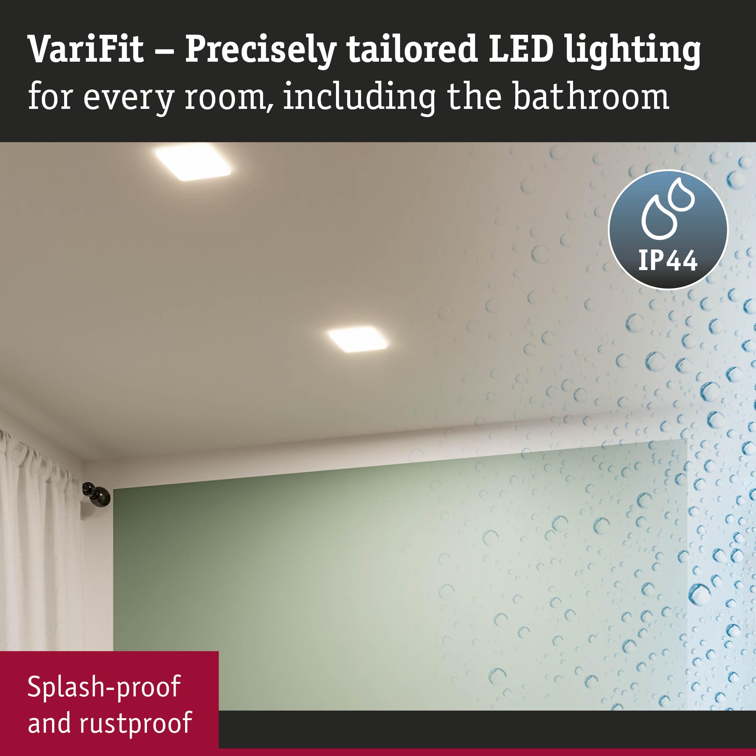VariFit white LED ceiling light, splash-proof and rustproof, perfect for bathroom lighting solutions