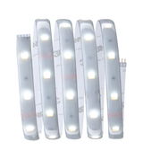 Flexibler LED-Lichtstreifen mit weißen LEDs und selbstklebender Rückseite für vielseitige Beleuchtung.