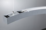 Silver aluminum ring with cable guide and suspension for modern LED pendant light fixture