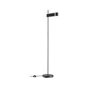 Black floor lamp with round base and rectangular felt lampshade for modern living spaces lighting