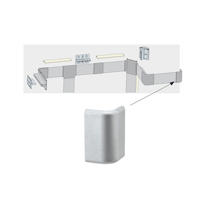 Eckverbinder aus silbernem Metall für LED-Aluprofil zur Eckmontage von Lichtleisten