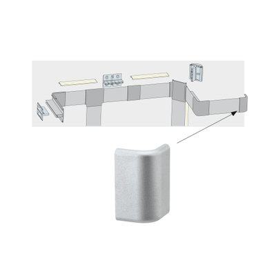 Eckverbinder aus silbernem Metall für LED-Aluprofil zur Eckmontage von Lichtleisten