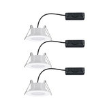 Set van drie witte LED-inbouwspots met zwarte kabels en bevestigingsclips voor plafondmontage