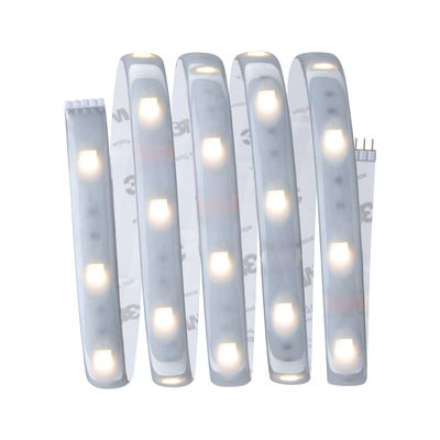 Bande LED flexible avec lumière blanc chaud et dos autocollant pour éclairage polyvalent.