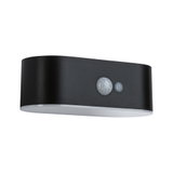Zwarte LED-wandlamp met bewegingssensor en touchknop, modern ontwerp voor binnen- en buitengebruik