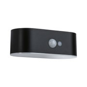 Schwarze LED-Wandleuchte mit Bewegungsmelder und Sensortaste, modernes Design für Innen- und Außenbereiche