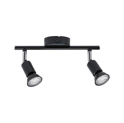 Plafonnier LED noir en métal avec deux spots orientables pour un éclairage moderne