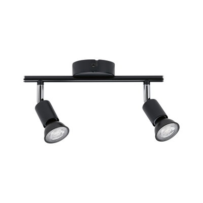 Schwarze LED-Deckenleuchte mit zwei verstellbaren Spots aus Metall für moderne Raumbeleuchtung