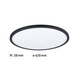Flat round LED ceiling light with black frame and white diffuser, 420 mm diameter