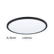 Round LED ceiling light with black frame and white diffuser, slim design, energy-saving lighting