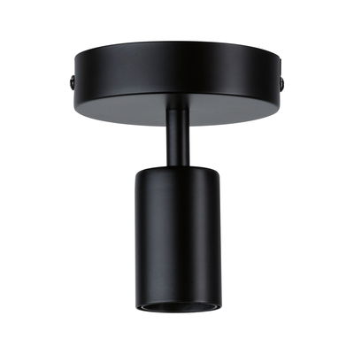 Schwarze Deckenleuchte aus Metall mit zylindrischem Spot für moderne Innenbeleuchtung.