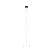 Black ceiling mount with three thin steel cables for modern pendant lights, minimalist design