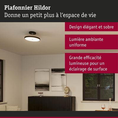 Plafonnier Hildor au design élégant avec lumière ambiante uniforme pour espace de vie