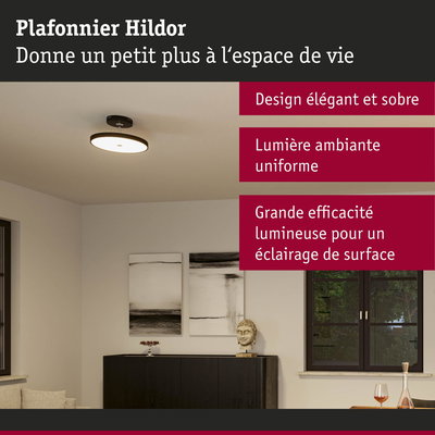 Plafonnier Hildor au design élégant avec lumière ambiante uniforme pour espace de vie
