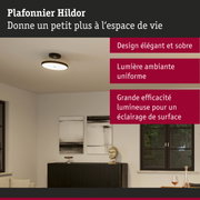 Plafonnier Hildor noir au design élégant avec lumière d'ambiance uniforme pour intérieur