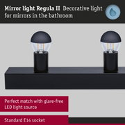 Set Mirror luminaire Regula II including light source 3-lamp IP44 E14 2700K 3x470lm 230V 3x4,5W dimmable Black/Crown mirror black matt