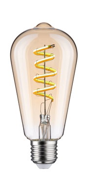 Vintage LED-Glühbirne mit Spiralfaden in Bernsteinfarben und E27-Fassung für dekorative Beleuchtung