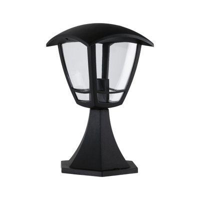 Schwarze Außenleuchte aus Kunststoff mit klarem Glas für Garten und Terrasse, wetterfest und robust