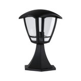 Schwarze Außenleuchte aus Kunststoff mit klarem Glas für Garten und Terrasse, wetterfest und robust