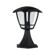 Schwarze Außenleuchte aus Metall mit klarem Glas und klassischem Design für Gartenbeleuchtung