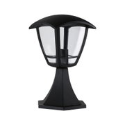 Schwarze Außenleuchte aus Metall mit klarem Glas und klassischem Design für Gartenbeleuchtung