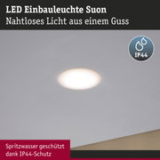 LED Einbauleuchte Suon mit nahtlosem Licht und IP44 Spritzwasserschutz für Feuchträume