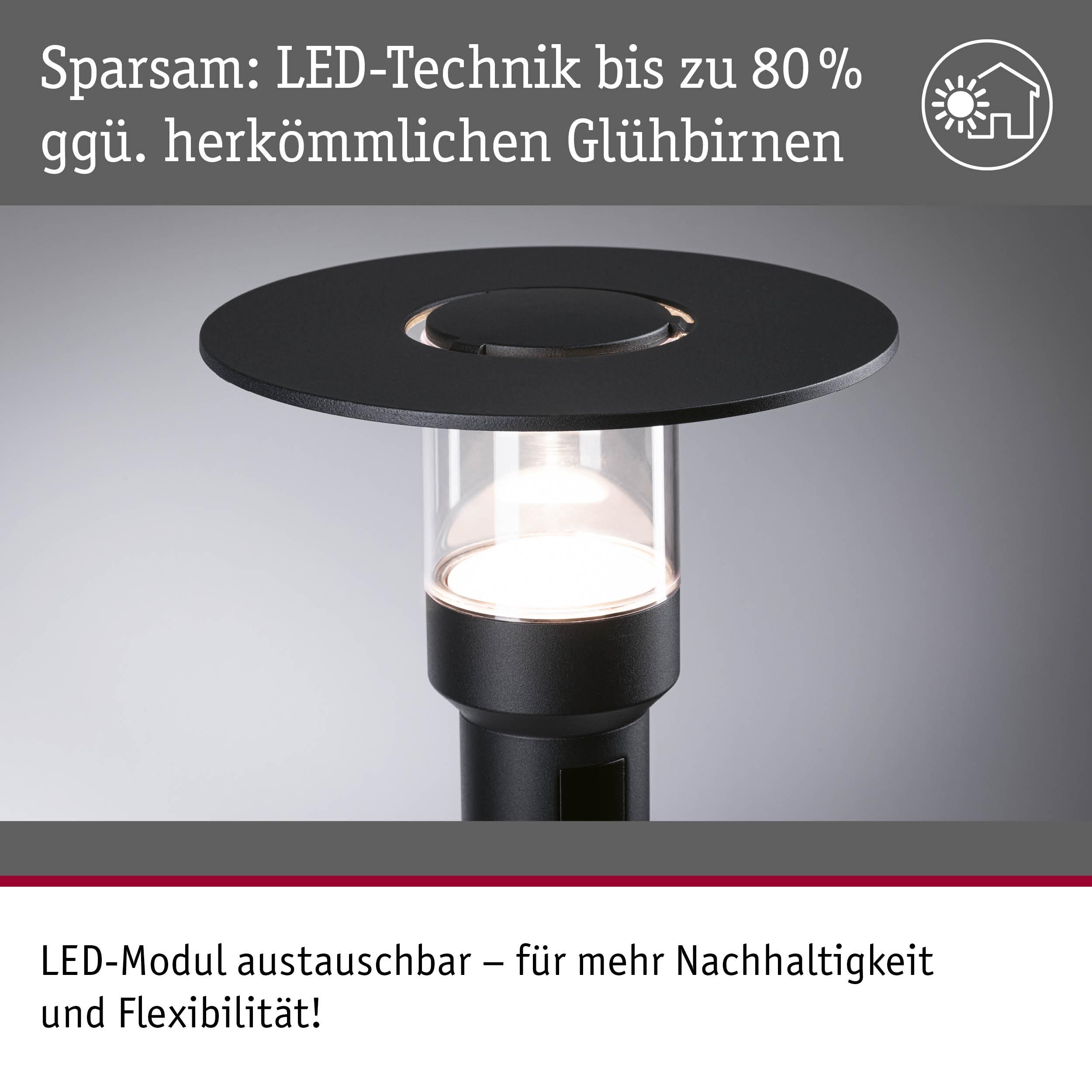 Schwarze LED-Außenleuchte mit austauschbarem Modul für nachhaltige und flexible Gartenbeleuchtung