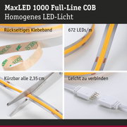 MaxLED 1000 COB LED-Streifen mit rückseitigem Klebeband, 672 LEDs/m, kürzbar und leicht verbindbar