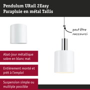 Suspension URail 2Easy avec abat-jour métallique blanc mat et câble réglable pour éclairage intérieur moderne