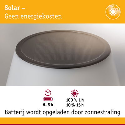 Zonne-oplader met zwarte rand en wit lichaam, energiebesparende zonne-energie technologie