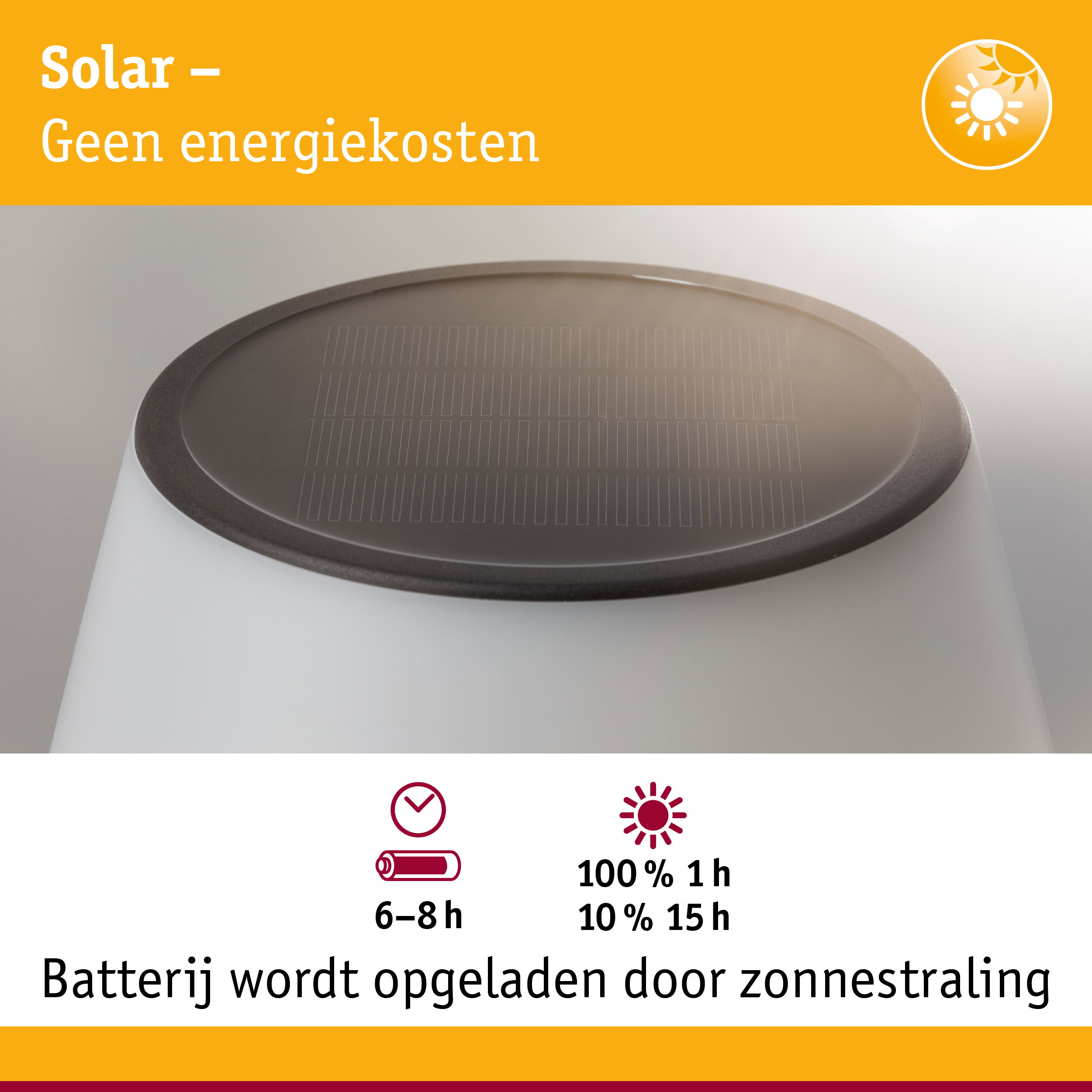 Close-up van ronde zonnepaneel met zwarte rand op witte behuizing voor zonne-energie