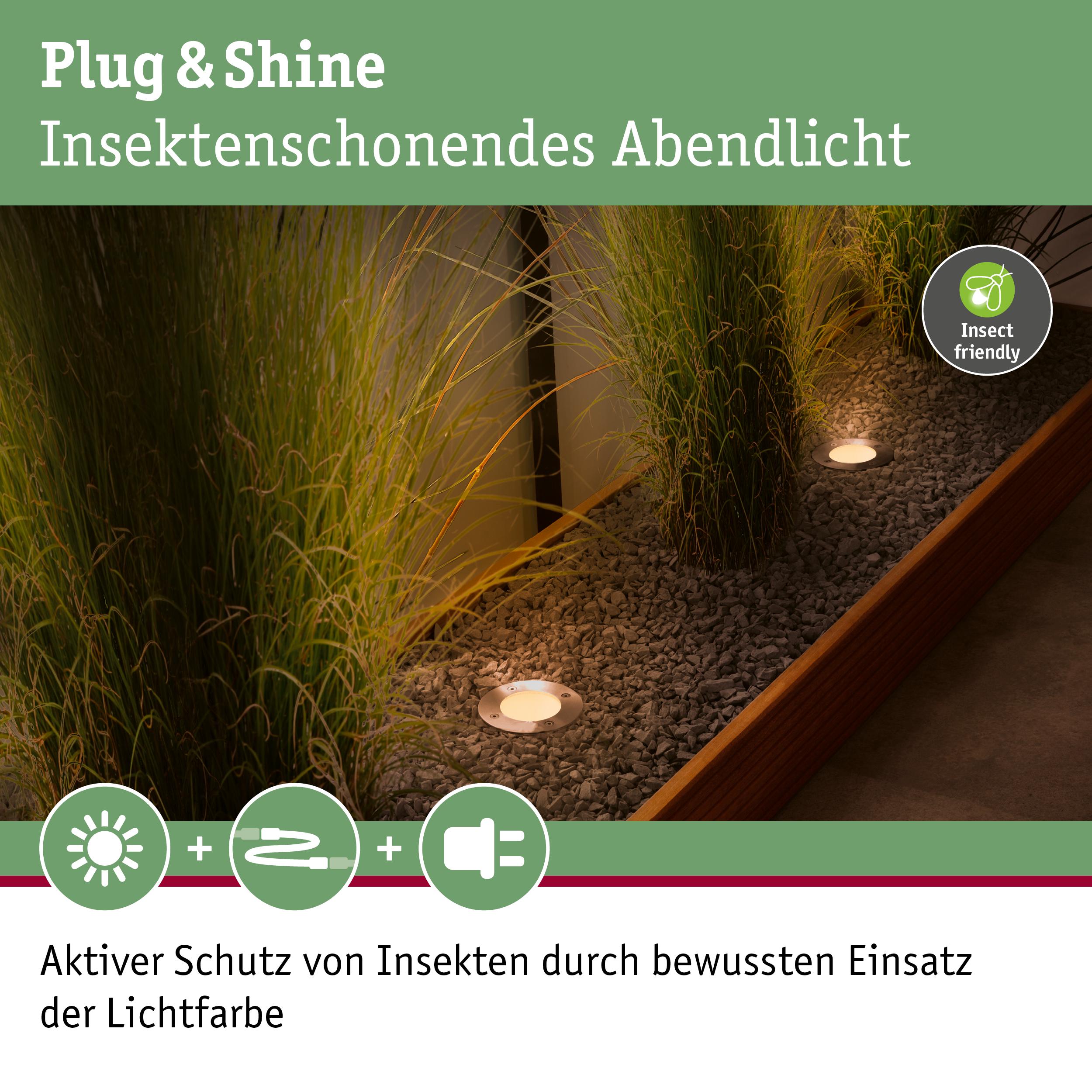 Insektenschonendes LED-Abendlicht im Garten mit warmweißer Beleuchtung und energiesparender Technik