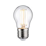 Classic LED light bulb with clear glass and silver metal base for energy-efficient lighting