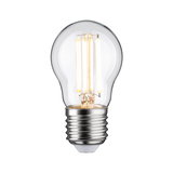 Classic LED light bulb with clear glass and silver metal base for energy-efficient lighting