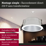 Spot encastré blanc avec raccord GU10 et ressorts prémontés pour montage direct 230V