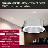 Spot encastré blanc avec raccord GU10 et ressorts prémontés pour montage direct 230V