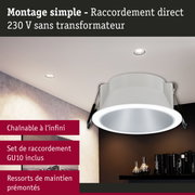 Spot encastré blanc en plastique avec douille GU10 et montage direct 230V simple