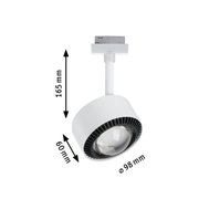 Weißer LED-Strahler aus Kunststoff mit 98 mm Durchmesser und 165 mm Höhe für Schienensysteme