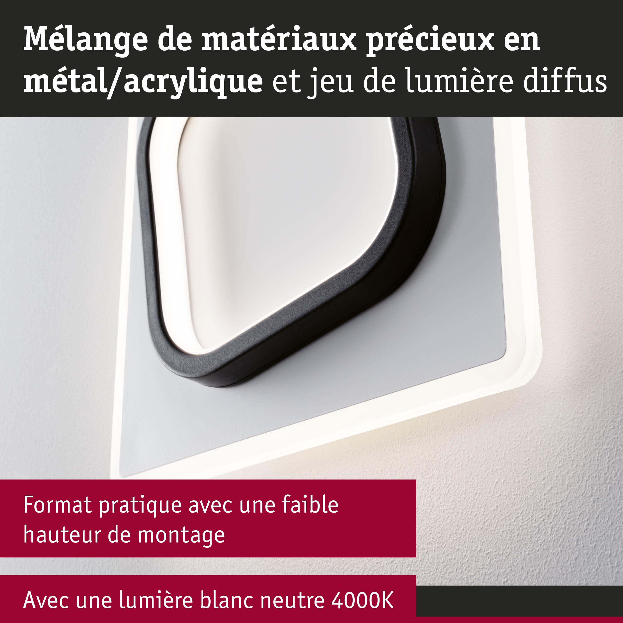 Applique murale moderne en métal et acrylique blanc avec lumière blanc neutre 4000K pour intérieur