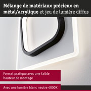 Applique murale moderne en métal et acrylique noir et blanc avec lumière diffuse blanc neutre 4000K