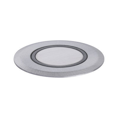 Runder Einbaustrahler aus gebürstetem Aluminium in Silber für moderne LED-Beleuchtung.