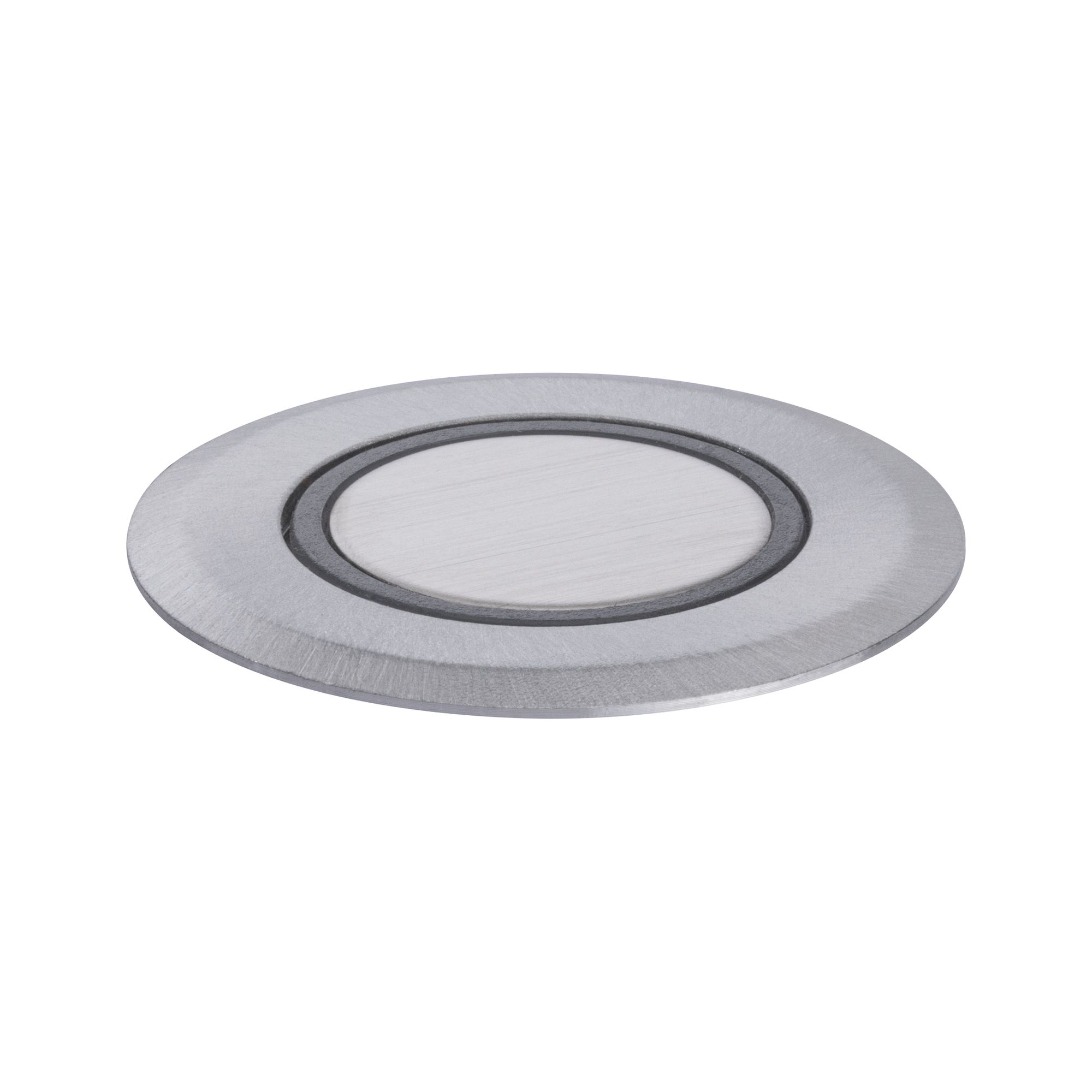 Round recessed spotlight in brushed stainless steel silver for modern LED lighting solutions