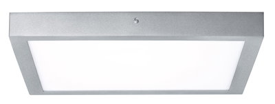 Plafonnier rectangulaire en métal argenté avec diffuseur blanc pour éclairage intérieur moderne